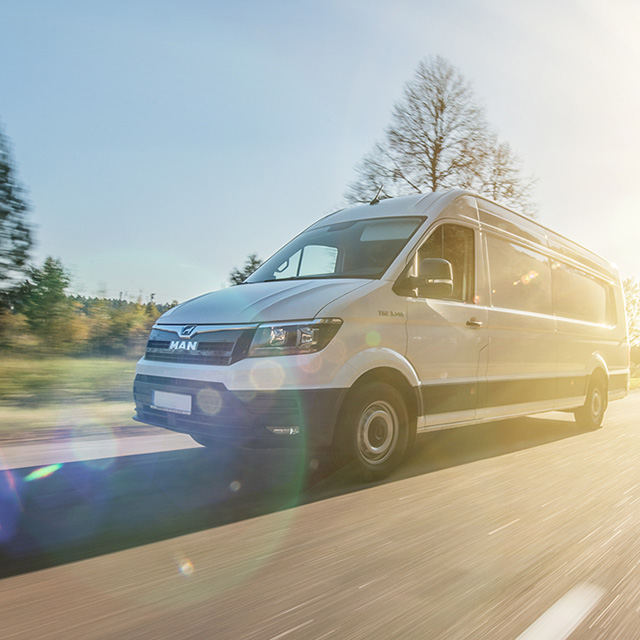 Commercial vehicle travelling on a highway